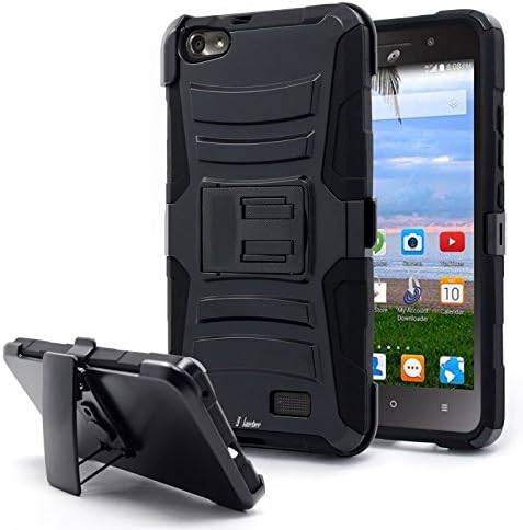 Huawei Raven LTE Case, Huawei Raven LTE Holster Case, Nagebee - Huawei Raven LTE H892L Heavy Duty Hybrid Armor Dual Layer Rhino Kickstand Belt Clip Holster Combo Rugged Case for Huawei Raven LTE H892L (Holster Black)