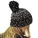 CC Confetti Ombre Big Pom Pom Warm Chunky Soft Stretch Knit Beanie Hat Black