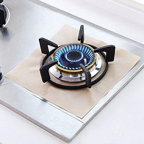 Click Here to See More Images VESNIBA Reusable Gas Range Stovetop Burner Protector Liner Cover For Cleaning Kitchen (Beige)