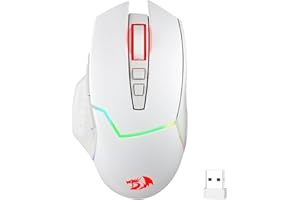 Redragon M690 PRO Wireless Gaming Mouse, 8000 DPI Wired/Wireless Gamer Mouse w/Rapid Fire Key, 8 Macro Buttons, Ergonomic Design for PC/Mac/Laptop, White
