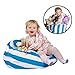 Storage Bean Bag Chair For Kids - 100% Cotton - Great for Decluttering Kids Rooms - Toy Organizer Storage Solution, Stuffed Toys, Clothes, Sheets, Towels (Blue)