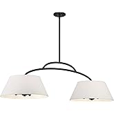 Minka Lavery 5398-66A Headington Linen Fabric Island Light, 6-Light 360 Total Watts, 15" H x 18" W, Coal Black