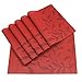HEBE Red Placemats Set of 6 Heat-Resistant PVC Placemat for Dining Table Woven Vinyl Stain Resistant Table Mats for Christmas Holiday Easy to Clean