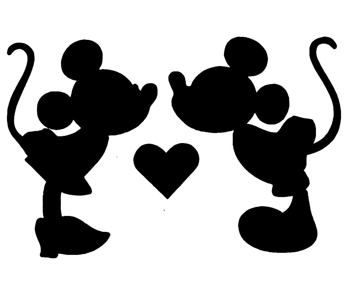Pack of 6 Mouse Love Heart Novelty Small car Stickers, Waterproof Decals - Mickey Light Switch, Laptop, Water Bottles, Mirrors, Phone Case(Black)