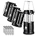 Etekcity 4 Pack LED Camping Lantern Portable Flashlight with 12 AA Batteries - Survival Kit for Emergency, Hurricane, Power Outage (Black, Collapsible) (CL10) primary