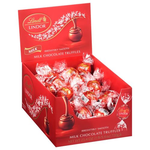 LINDT LINDOR MILK CHOCOLATE TRUFFLES, 60 COUNT BOX,...
