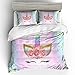 S-ANT Girls Unicorn Duvet Cover Set Pink Bedding Duvet Cover Set Full Girls Printed Modern Lightweight Kids Bedding Set for Teens (NO Comforter Included)