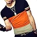 LOGEEYAR Mens Summer Fashion Fitted Cotton Short-Sleeve Contrast Color Stitching T-Shirt (533-Orange, Medium-2)