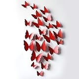Sangu 3D Red Butterfly Removable Mural Wall Stickers Wall Decal for Home Decor(Red)