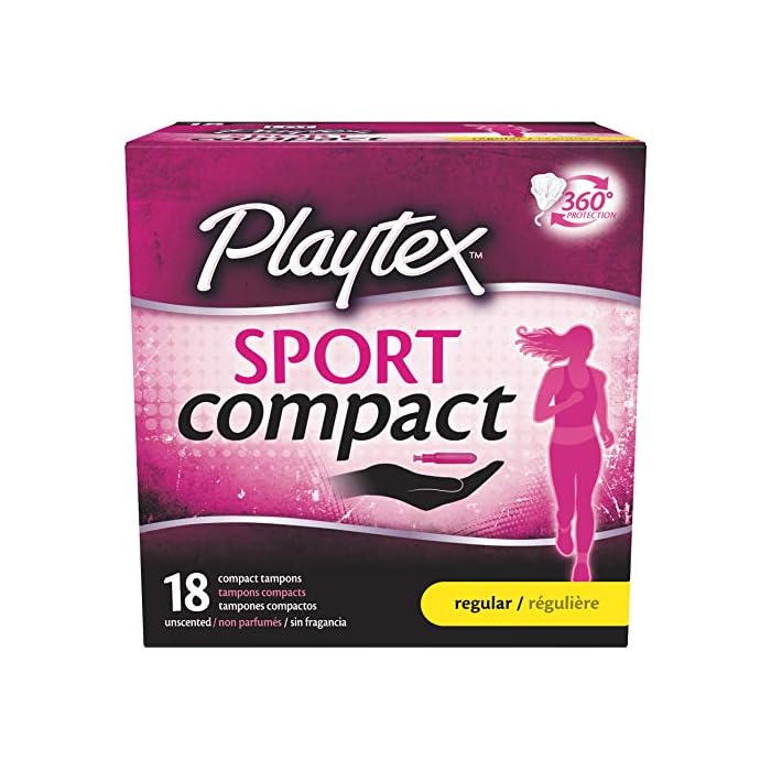 Playtex Sport Compact Tampons Regular Absorbency, Unscented, 18 Count