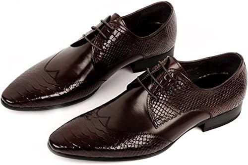 Fulinken Men Genuine Leather Oxford Shoes Lace up Brogue Shoes Formal Dress Shoes