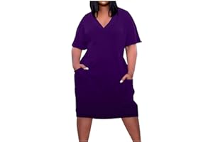 Wkishenl Plus Size Ethnic Style Dress for Women Casual Short Sleeve V Neck African Ethnic Style Summer Dresses with Pockets