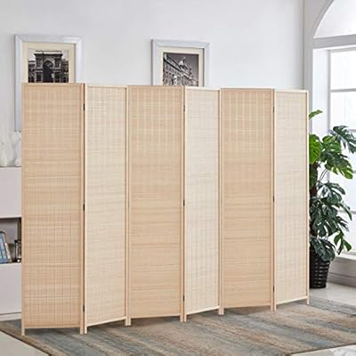 Amazon Com Rhf 6 Ft Tall Bamboo Room Dividers 6 Panel Room Divider Screen Folding Privacy Screen Room Divider Decorative Separationwall Divider Room Partitions Separator Dividers Freestanding Bamboo 6 Panel Furniture Decor