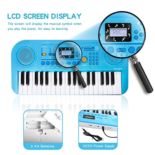 TWFRIC Piano Keyboard for Kids 37 Key Portable Piano Keyboard with LCD
