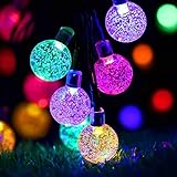 Solar String Lights,KINGCOO 20ft 30 LED Crystal Ball Waterproof Outdoor String Lights Solar Powered Globe Fairy String Lights for Garden, Yard, Home, Landscape,Christmas Party (Multi Color)