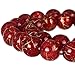 RUBYCA Round Crackle Druk Czech Crystal Splash Glass Beads for Jewelry Making 8mm Strand Dark Red)