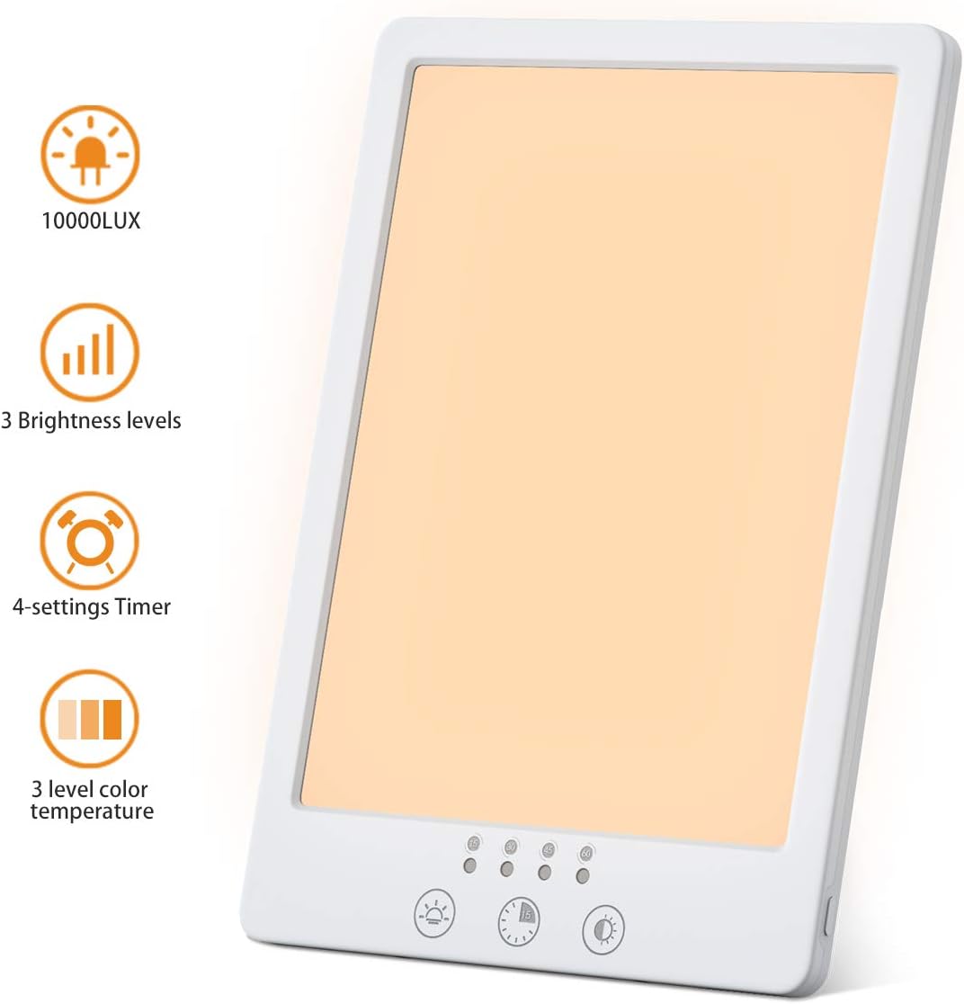 Light Therapy Lamp,Cotify LED Sun Lamps with UV-Free 10000 Lux Brightness, LED Therapy Box with 3 Adjustable Brightness Levels, Touch Control, Standing Bracket & Compact Size for a Happy Life