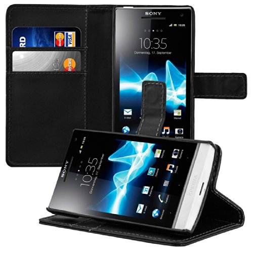 kwmobile Elegant synthetic leather case for the Sony Xperia S with magnetic fastener and stand function in black