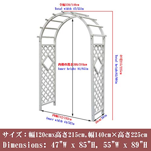 YYQ SHOP Gartenbogen 120x215cm 140x215cm Pergola Rosenbogen aus Holz für Kletterpflanzen Gartendeko Rasen,Rankhilfe… – Bild 8