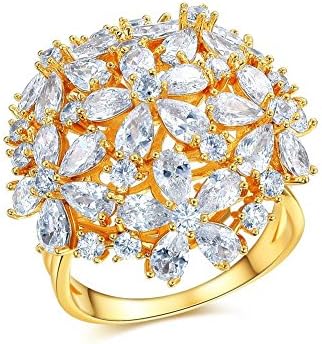 DIFINES Redbarry Flower Cluster Design Best Craft AAA CZ 18k Gold Plated Party Ring, Size 8
