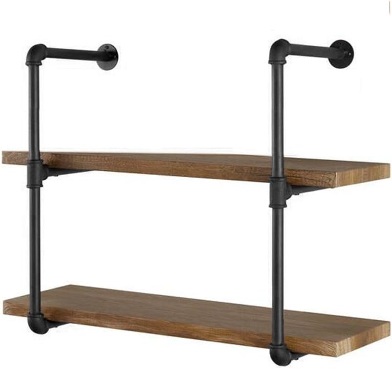 Yuanshikj 2Pc (28" Tall 12" deep,3/4") Industrial Wall Mount Iron Pipe Shelf Shelves Shelving Bracket Vintage Retro Black DIY Open Bookshelf Storage Office Room Kitchen (2 Pcs 3Tier Hardware Only): Kitchen & Dining