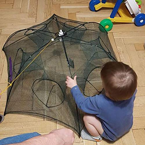 Bonlting Portable Folded Fishing Net - Crab Trap,Minnow Traps,Shrimp Trap,Fishing Bait Traps,Crayfish Trap, (6 Sides 12 Holes) - Thumbnail 6