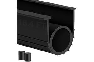 MYFAMIREA Garage Door Bottom Seals Rubber 16.4FT Weather Stripping Weatherproof Seal Replacement Strip Kit with 5/16"T Ends & 2 End Plugs, Universal U+O Ring Buffering Sealing for Double Track, Black