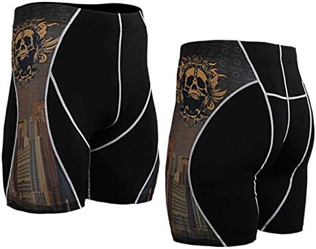 Men's Skull Printed Athletic Compression Shorts Asian Size M-4XL Black