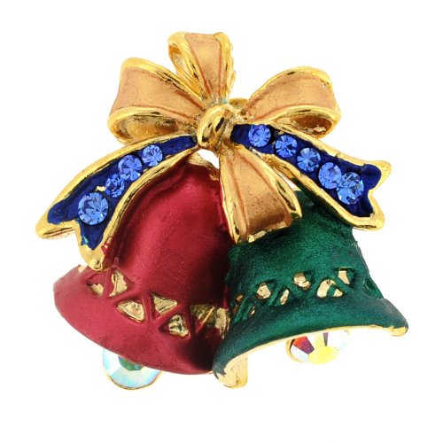 Green And Red Christmas Bell Christmas Gift Pin Swarovski Crystal Pin Brooch Jewelry