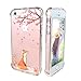 Ftonglogy Compatible with iPhone 5/5S Phone Case Girls Clear Air Buffer TPU Bumper + PC Shockproof Slim Women Floral Flower Pattern Protective Cover for iPhone 5/5S (Fox)