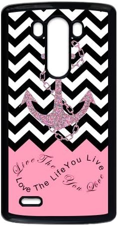 Love The Life You live, Live The Life You Love.Infinity Symbol Black Chevron Zigzags &amp; Pink Anchor Pattern Personalized Custom Best Plastic Case for LG G3 ,Black or White for Choice