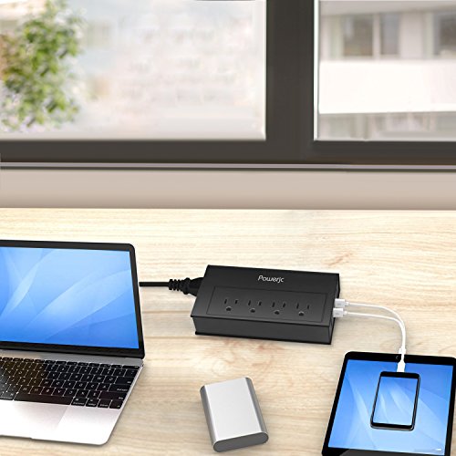 Travel Power Strip Adapter Converter with High Speed Smart USB Charging Powerjc - Black - Thumbnail 5
