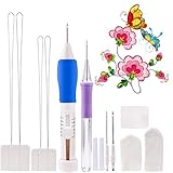 GeMoor Embroidery Punch Needle with 3 Size Needles, Embroidery Pen Craft Tool for Embroidery and DIY Sewing with Threaders, Embroidery Stitching Punch Needle Great for Handicraft Lover