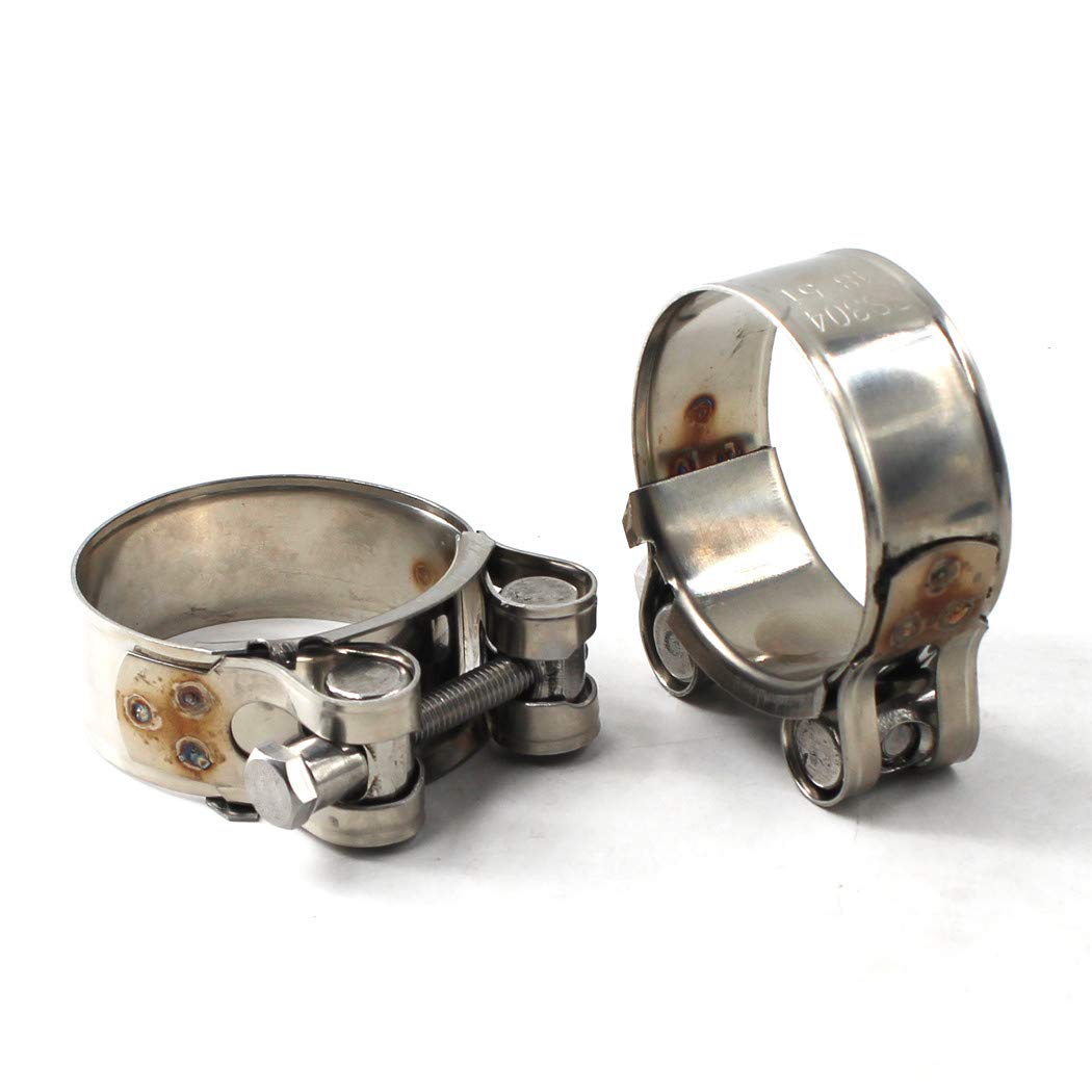 Flomore 86-91mm T-Bolt Clamp, Pack of 2, Silver, Heavy Duty, Stainless Steel Hose Clamp