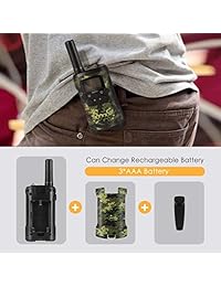 Walkie Talkies para niños, radio de 2 vías de 22 canales Walkie Talkies de 3 millas (hasta 5 millas) Mini Walkie Talkies de mano para niños, juguetes para niños y niñas de 5 años (1 par), Verde Armada (ArmyGreen)