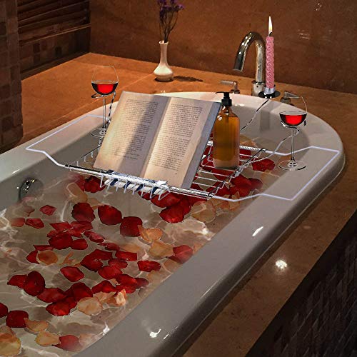 image for Suteck Bathtub Caddy Tray - Stainless Steel Over Bath Tub Racks Shower