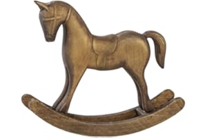 Fenteer Wooden Rocking Horse Statue, Vintage Horse Sculpture Desktop Ornament, Versatile Decorative Figurine for Home Cabinet Table Centerpiece Shelf, Style A Bronze