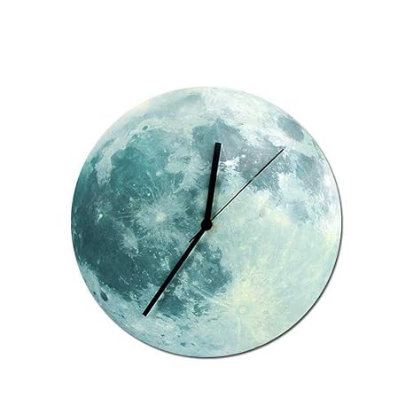 Homclo Wanduhr Mond Beleuchtet Wanduhr Fluoreszierend Wanduhr