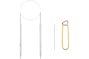 SEODON Circular Knitting Needles 40inch (100cm) Stainless Steel Knitting Needles Size US 8 (5mm) with 1 Sturdy Stitch Holder