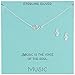 Amazon Collection Sterling Silver Treble Clef Necklace and Earrings Jewelry Set, 18