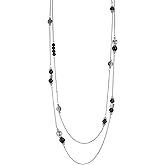 BULINLIN Layered Silver Long Necklace for Women Turquoise Stone Beaded Strand Sweater Chain Necklaces Fashion Costume Jewelry Gifts for Mom