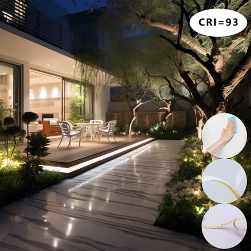 BENLUN 24 V COB LED Strip 20 m (10 m x 2), 4000 K Natural White LED Strip for Outdoors, Waterproof, 312LEDs/M CRI 93 Self-Adhesive Strip with Power Supply for Bedroom, Home Decoration, Kitchen