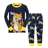VICVIK Dinosaur Little Boys' Long sleeve Pajama Sets 100% Cotton Kids Pjs