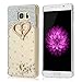 Galaxy Note 5 Case - Mavis's Diary 3D Handmade Bling Crystal Golden Love Heart Cross with Shiny Diamonds Gems Clear Cover Hard PC Case for Samsung Galaxy Note 5 & Clean Cloth