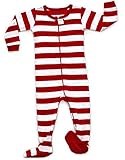 Leveret Striped Footed Pajama Sleeper 100% Cotton (18-24 Months, White & Red)