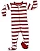 Leveret Striped Footed Pajama Sleeper 100% Cotton (18-24 Months, White & Red)