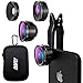 DOFLY Universal Professional HD Camera Lens Kit for Smartphones: 230-Degree Fisheye, 0.65X Super Wide Angle, 15X Macro Lenses - Black