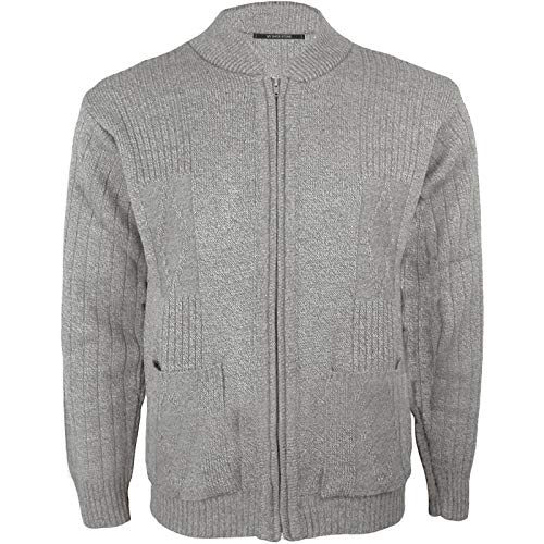 [- Mens Classic Style Cardigan Argyle Diamond Pattern & Plain Casual Design Zip Up Thick Knit W
