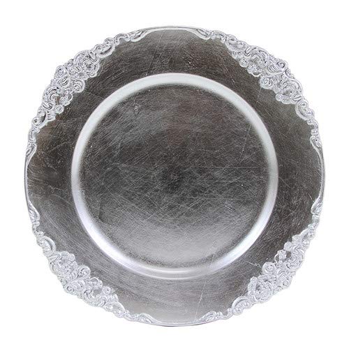 Koyal Wholesale Vintage Charger Plate, Silver (Pack of 4)