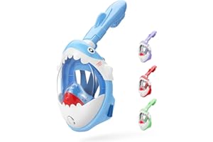 THENICE Full Face Snorkel Mask Kids,180 HD View Anti Fog & Anti Leak Snorkel Mask for Kids Snorkel Set,Snorkeling Gear for Kids